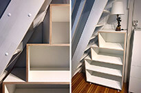 Bild 314: Treppenregal aus 18mm Multiplex weiß beschichtet
