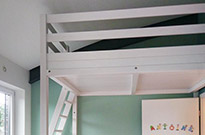 Bild 232: Hochbetten-Bausatz, 200 x 140 cm, Standardtreppe, weiß lackiert
