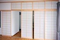 Bild 099: 8 Shoji, 350x270cm, Weißtanne, durchgehend, 530cm, schiebbar