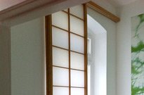 Bild 076: Shoji vor Fenster, Hemlock massiv, geölt
