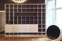 Bild 849a: Designer Regal-Schrankwand mit quadratischem Raster