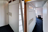 Bild 569: Raumkonzept Kinderzimmer: Hochbett & Podestbett mit viel Stauraum & Schreibtisch